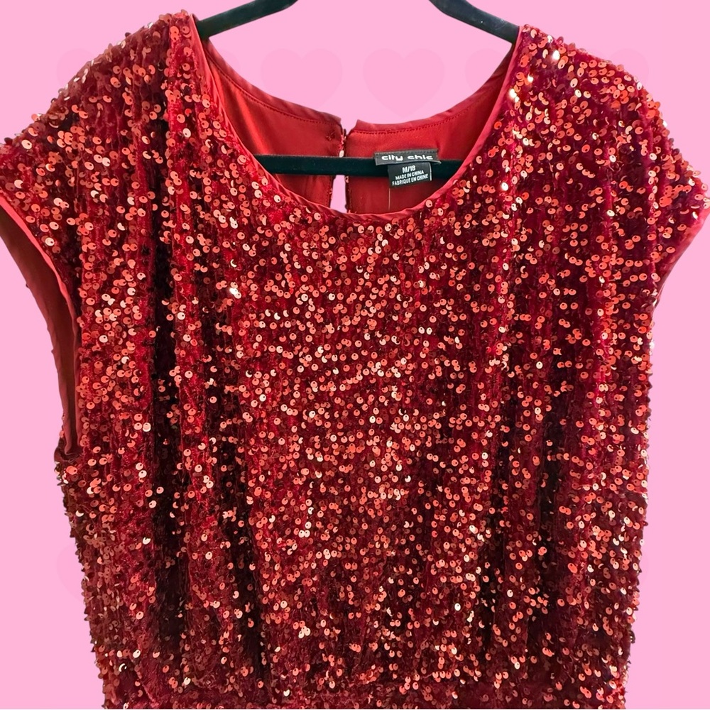 Size 18 City Chic Ruby Sequin Party Dress NWT (Flaw) - Picture 3 of 8